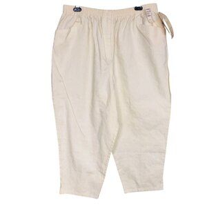 Vintage 80s Pants Womens 24W Beige Capri New Cruise Summer Vacation